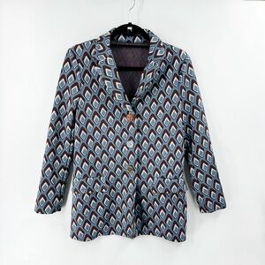 ✅ HARMONY KNIT BUTTON FRONT‎ BLAZER FUNKY GEOMETRIC SIZE EU 40.